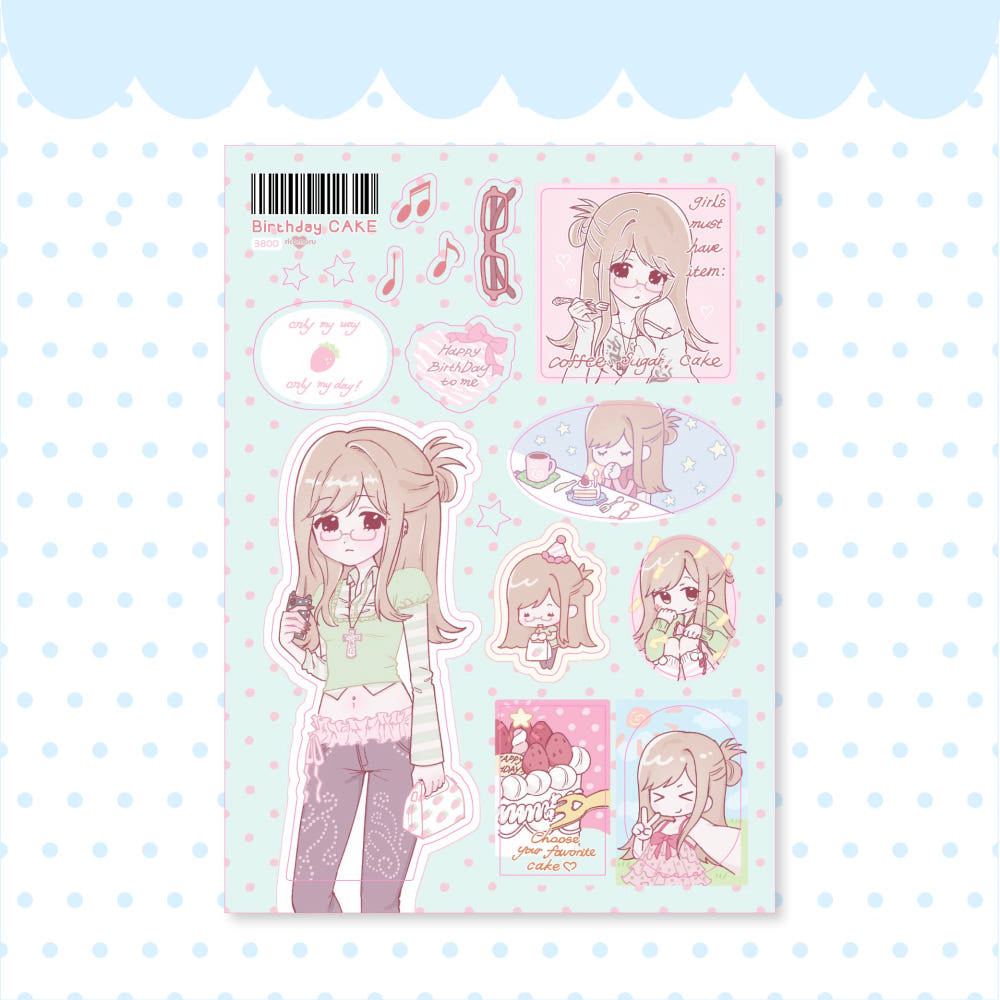 [Ricomaru] Birthday Cake Sticker Sheet
