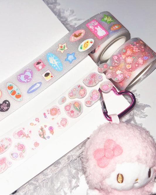 [Pompomroom] Deco Stamp & Flower Bubble Kiss Cut Tape (2 Options)