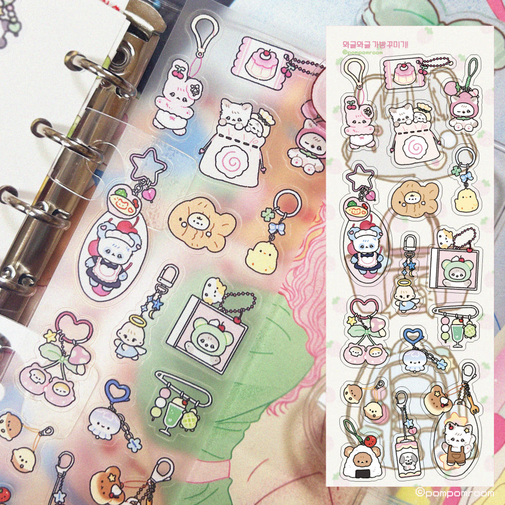 [Pompomroom] Bag Decorating Fun Clear Deco Sticker Sheet
