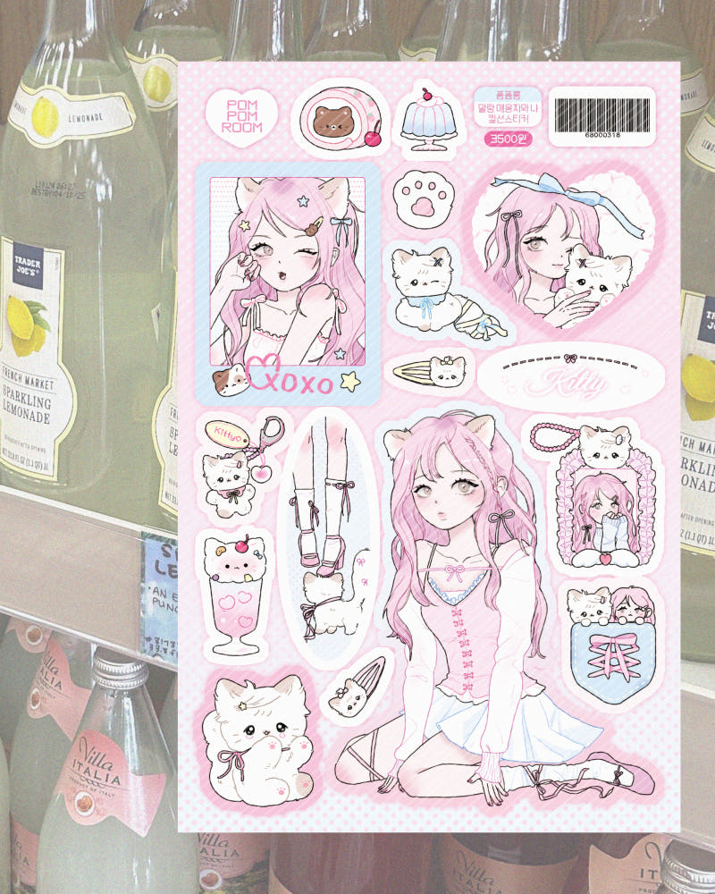 [Pompomroom] Squishy Meowchi and Me Sticker Sheet