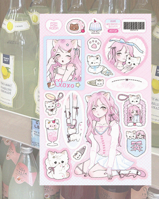 [Pompomroom] Squishy Meowchi and Me Sticker Sheet