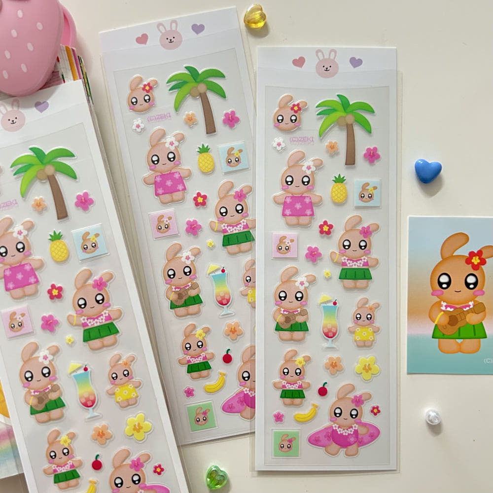 [Zeki Bear] Hawaii Milky Sticker Sheet
