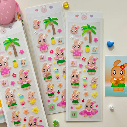 [Zeki Bear] Hawaii Milky Sticker Sheet