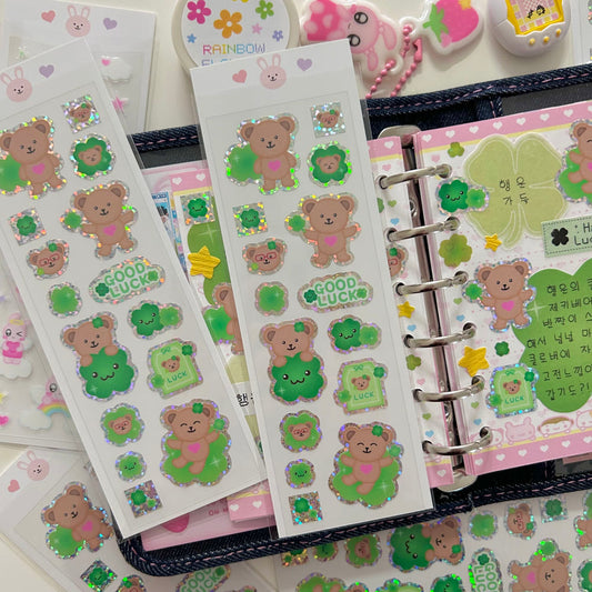 [Zeki Bear] Clover Zeki Bear Sticker Sheet