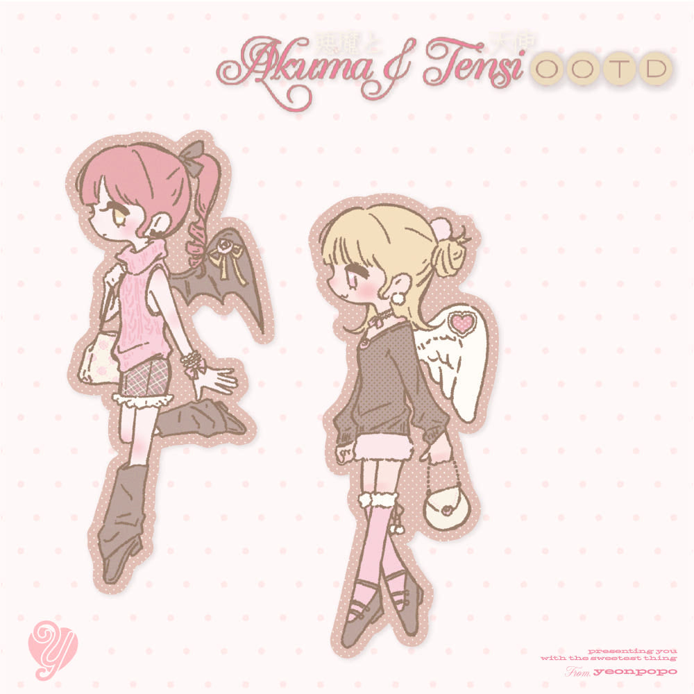 [Yeonpopo] Akuma & Tensi OOTD Die Cut Sticker Set