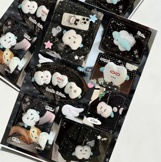 [Pink Rue] Tooth Square Sticker Sheet