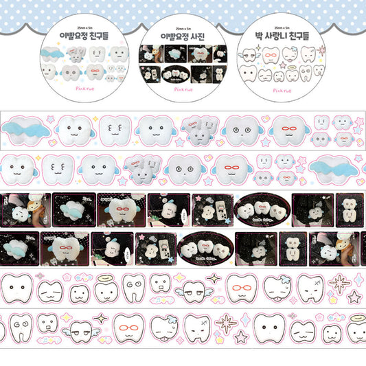 [Pink Rue] Tooth Glitter Kiss Cut Tape (3 Options)