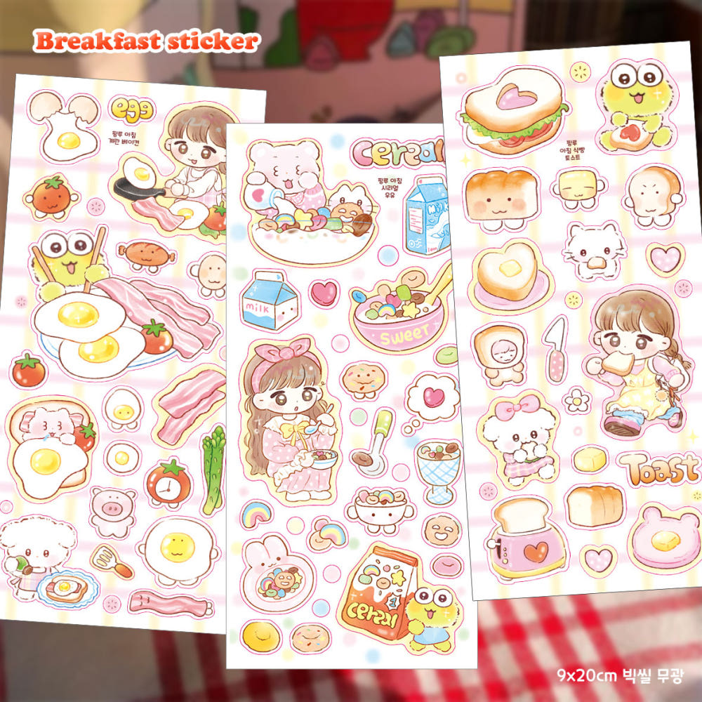 [Pink Rue] Breakfast Sticker Sheet (3 Options)