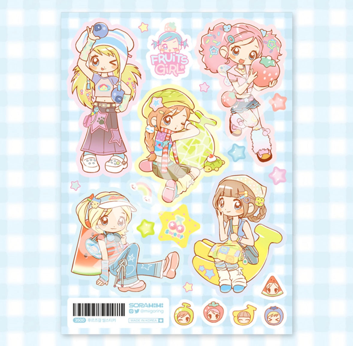 [Sora Mimi] Fruits Girl Sticker Sheet