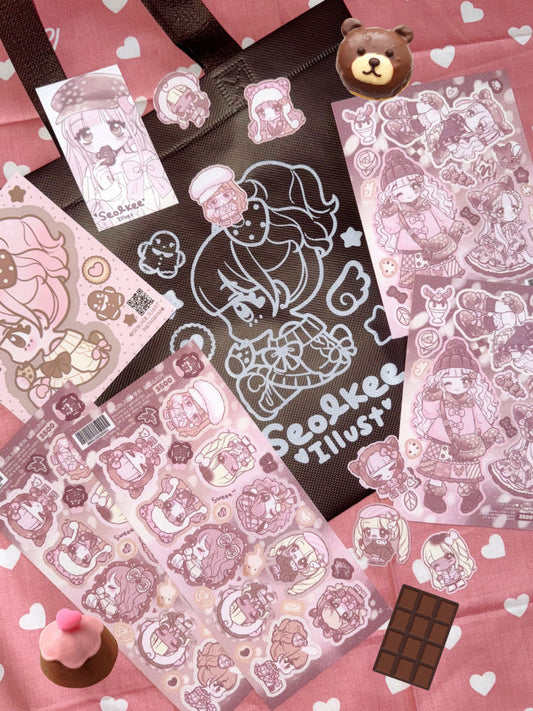 [Seolkee] Cute Mini Me Girl Cookie Sticker Sheet