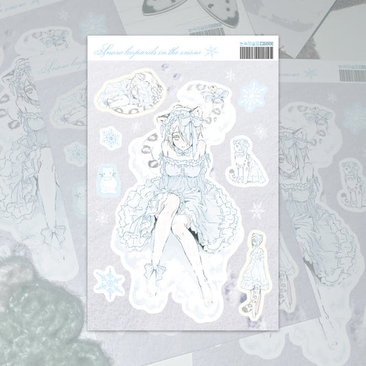 [Huae Art] Snow Leopards In the Snow Sticker Sheet