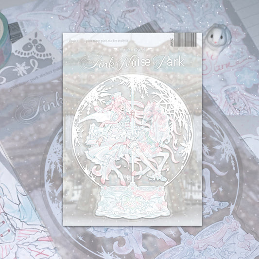[Huae Art] Pink Noise Park Die Cut Sticker Set