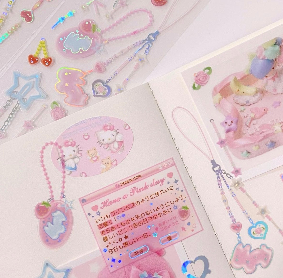 [Pearly Button] Cutie Rabbit Key Ring Beads Sticker Sheet