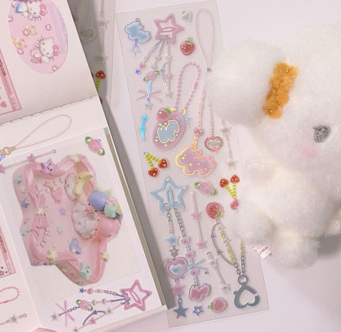 [Pearly Button] Cutie Rabbit Key Ring Beads Sticker Sheet