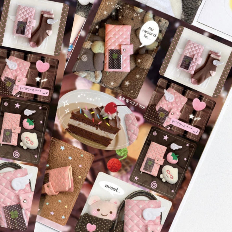 [Pink Rue] Strawerry Choco Square Sticker Sheet