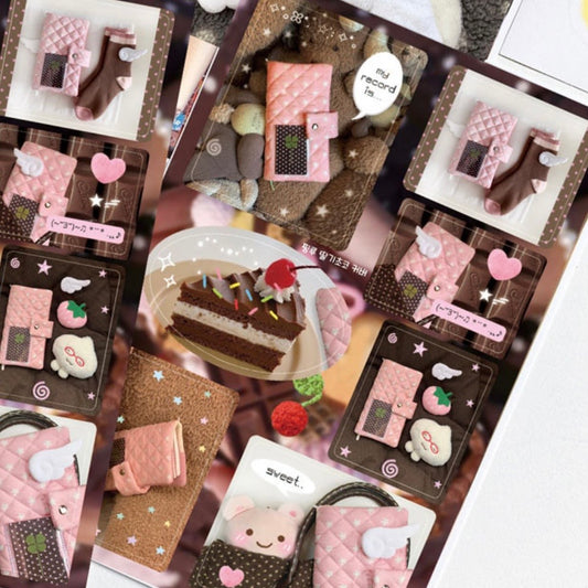 [Pink Rue] Strawerry Choco Square Sticker Sheet