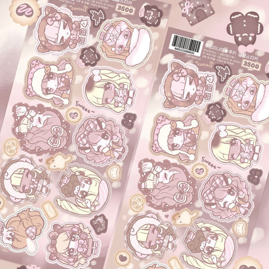 [Seolkee] Cute Mini Me Girl Cookie Sticker Sheet