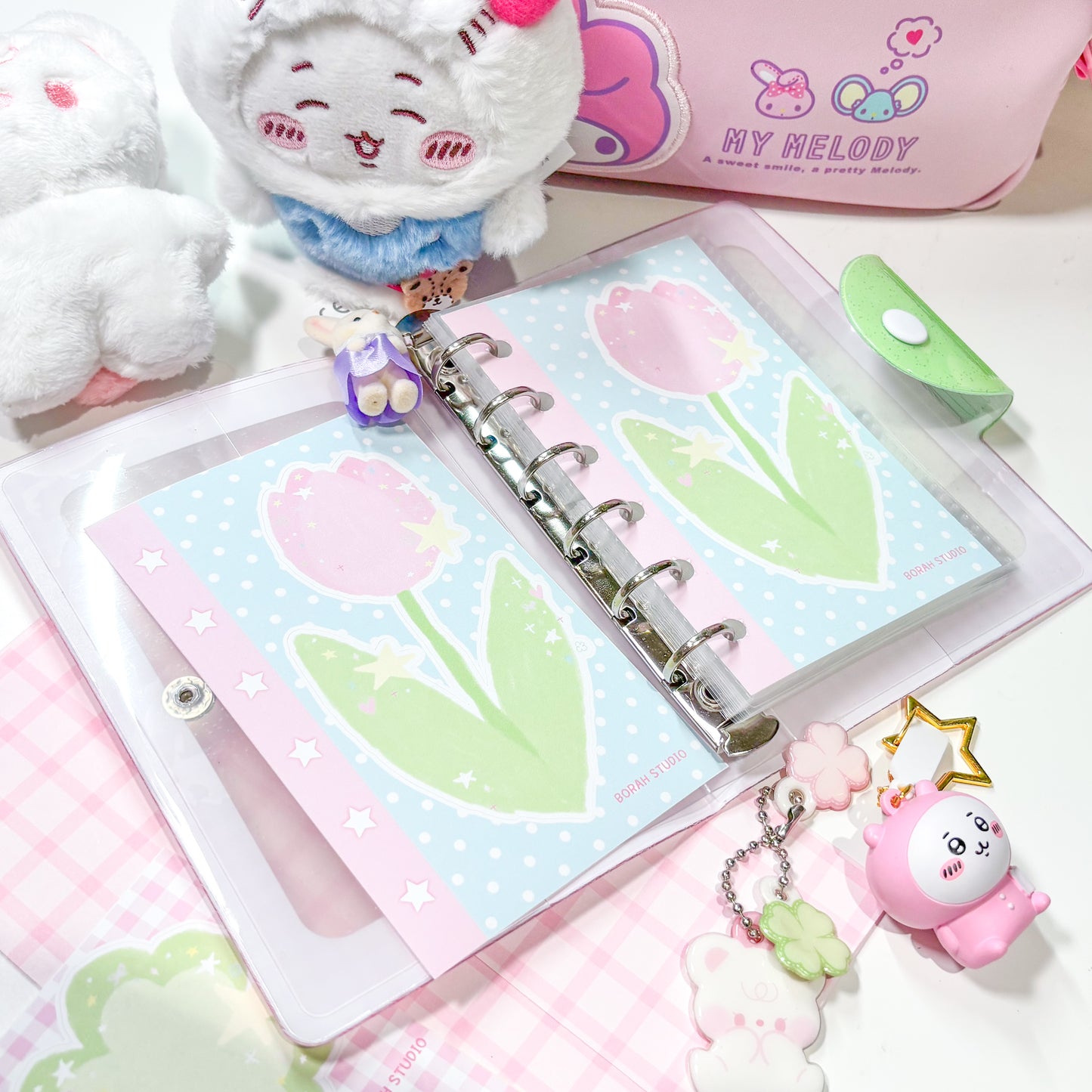 [Borah Studio] A7 Tulip Memo Sticker Pack (3 Sheets)