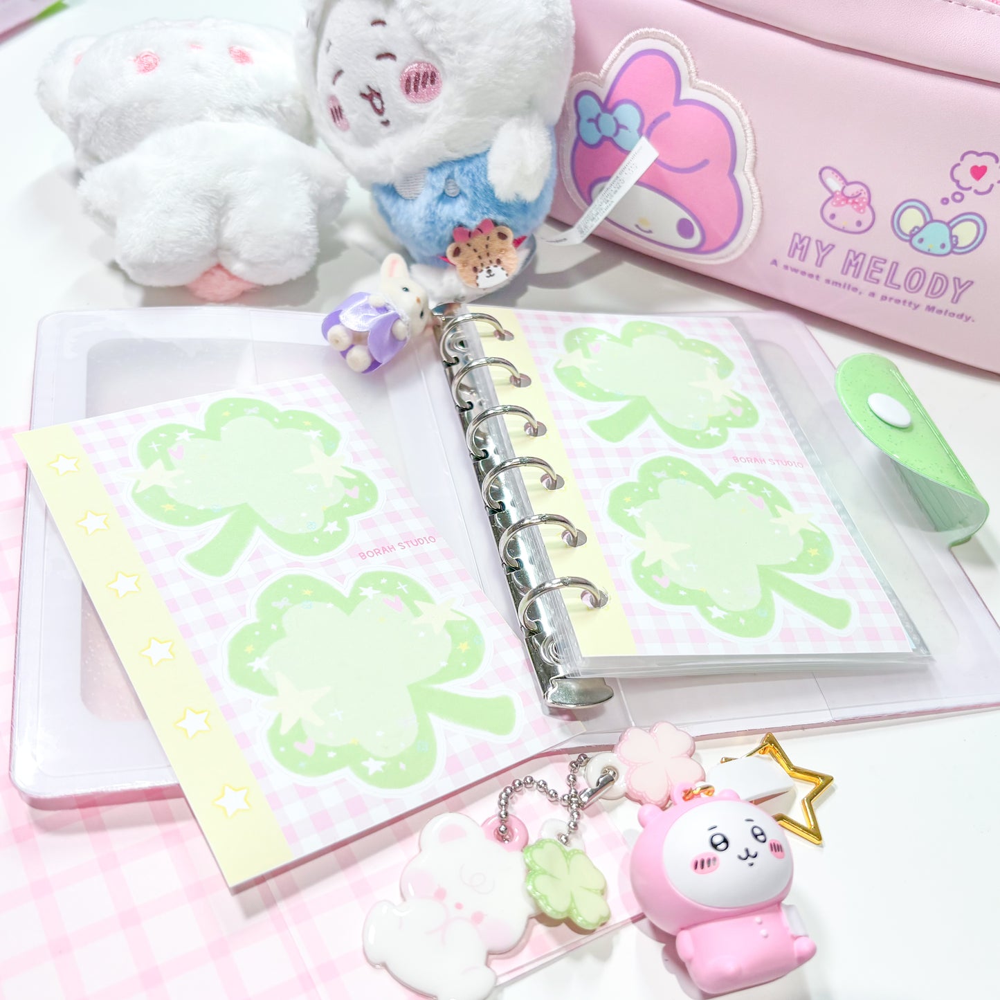 [Borah Studio] A7 Clover Memo Sticker Pack (3 Sheets)