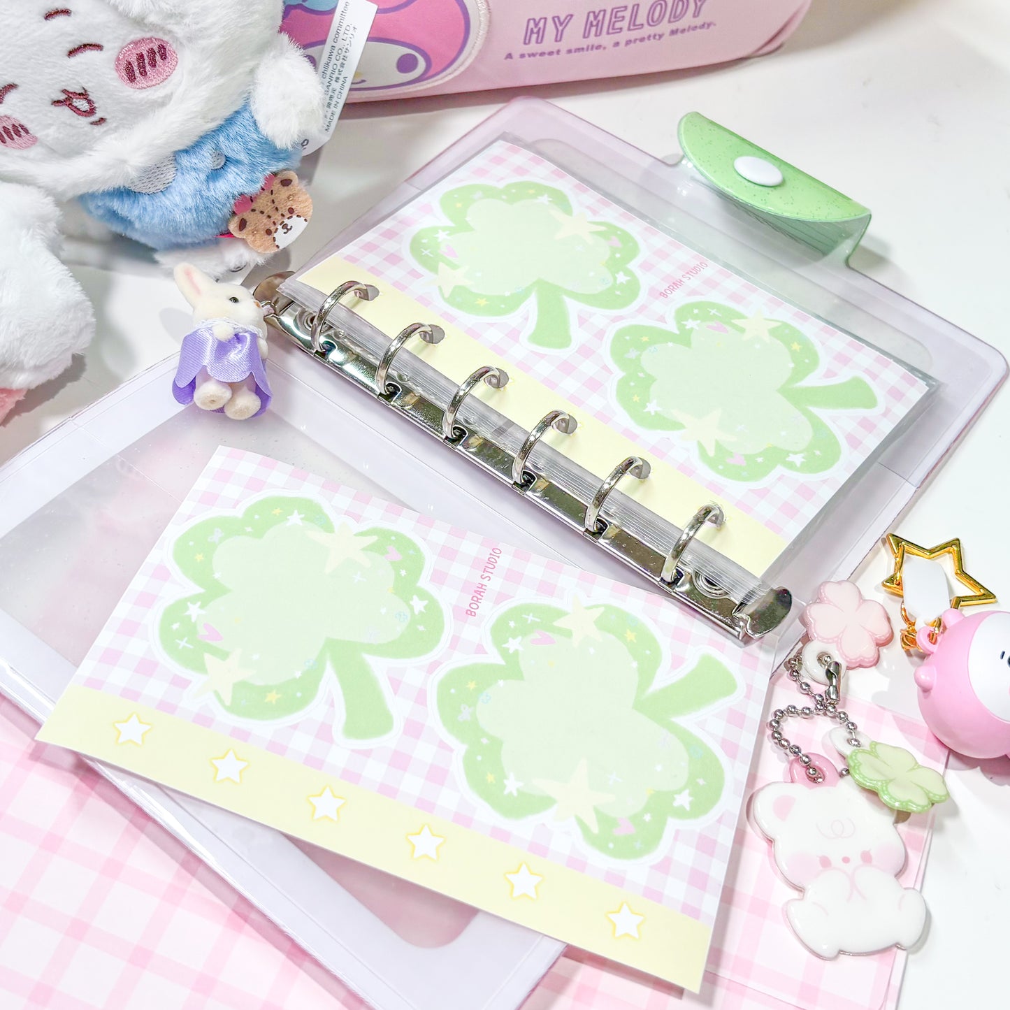 [Borah Studio] A7 Clover Memo Sticker Pack (3 Sheets)
