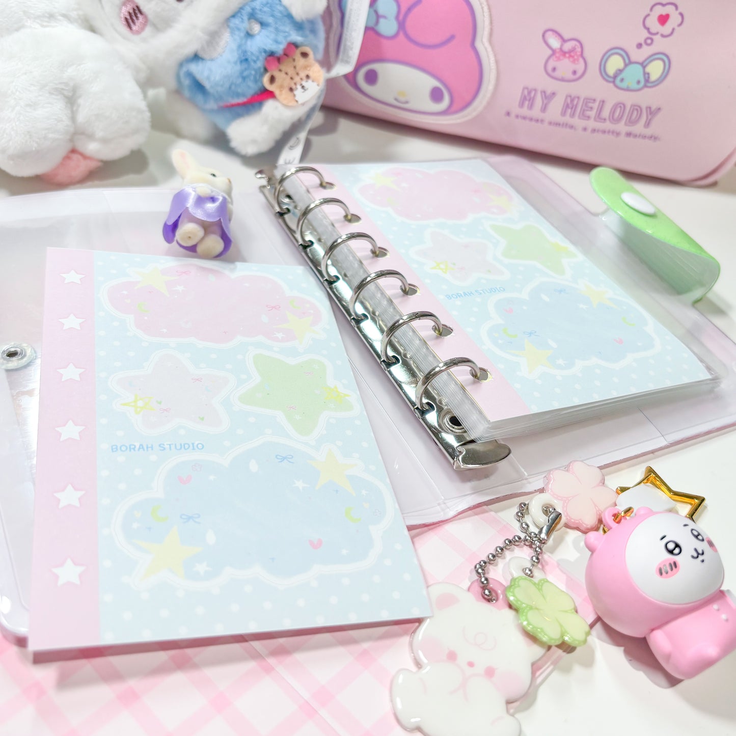 [Borah Studio] A7 Clouds Memo Sticker Pack (3 Sheets)