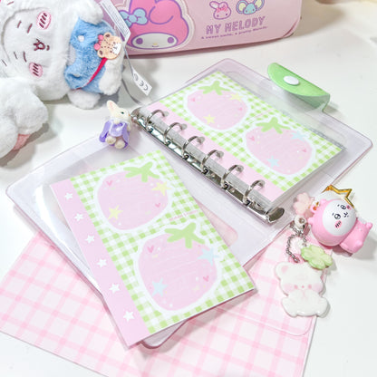[Borah Studio] A7 Strawberry Memo Sticker Pack (3 Sheets)
