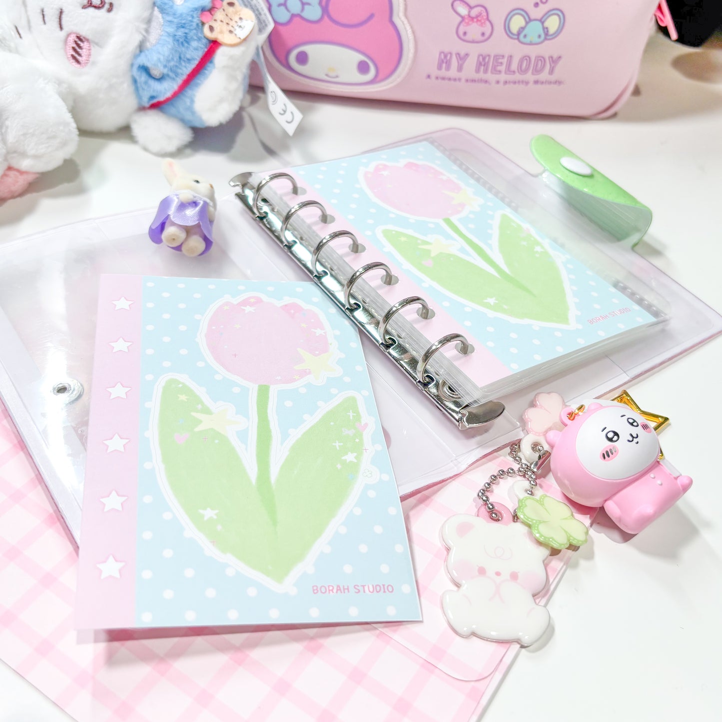 [Borah Studio] A7 Tulip Memo Sticker Pack (3 Sheets)