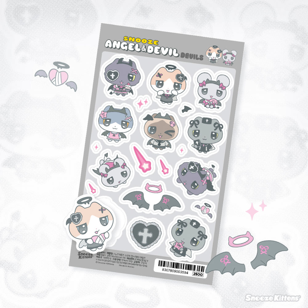 [Snooze Kittens] Angel & Devil Girls Sticker Sheet (Devils Ver.)