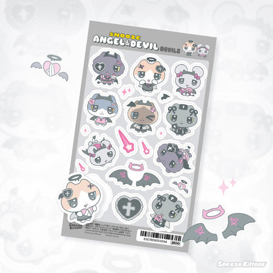 [Snooze Kittens] Angel & Devil Girls Sticker Sheet (Devils Ver.)