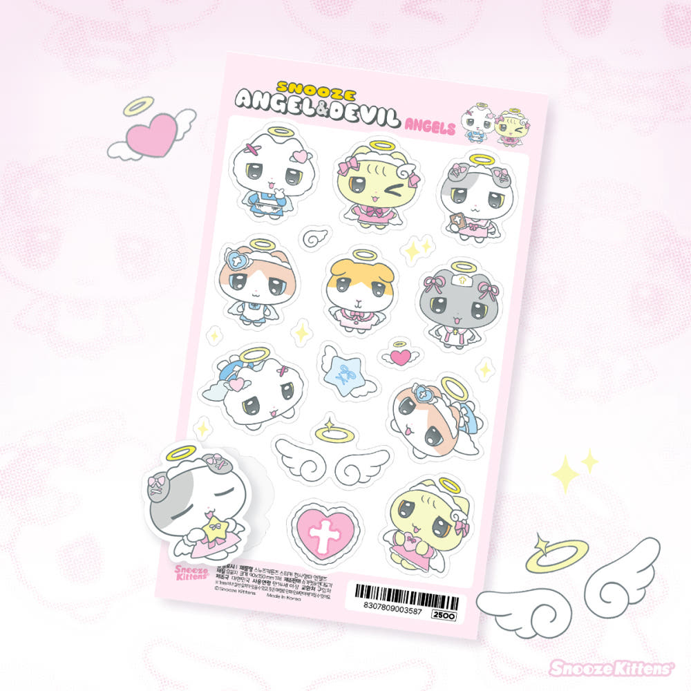 [Snooze Kittens] Angel & Devil Girls Sticker Sheet (Angels Ver.)