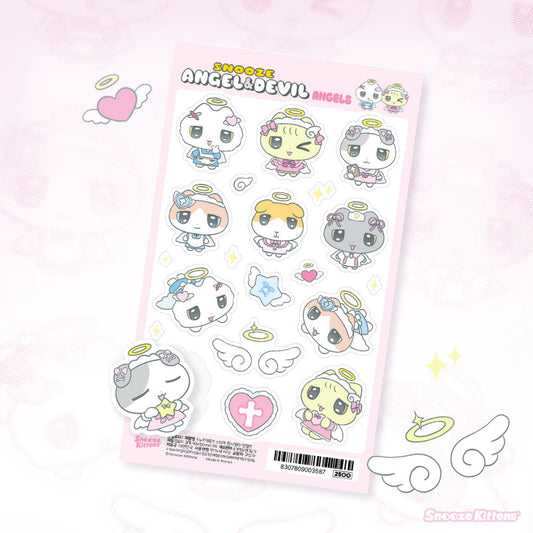[Snooze Kittens] Angel & Devil Girls Sticker Sheet (Angels Ver.)