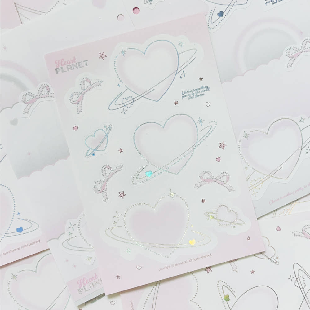 [Seorikkoch] Heart Planet Memo Sticker Sheet