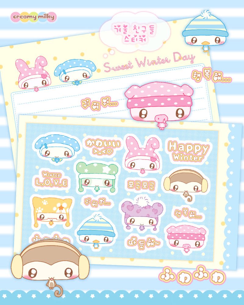 [Creamy Milky] Winter Friends Deco Sticker Sheet