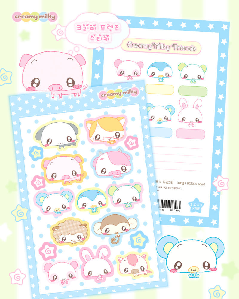 [Creamy Milky] Creamy Friends Deco Sticker Sheet