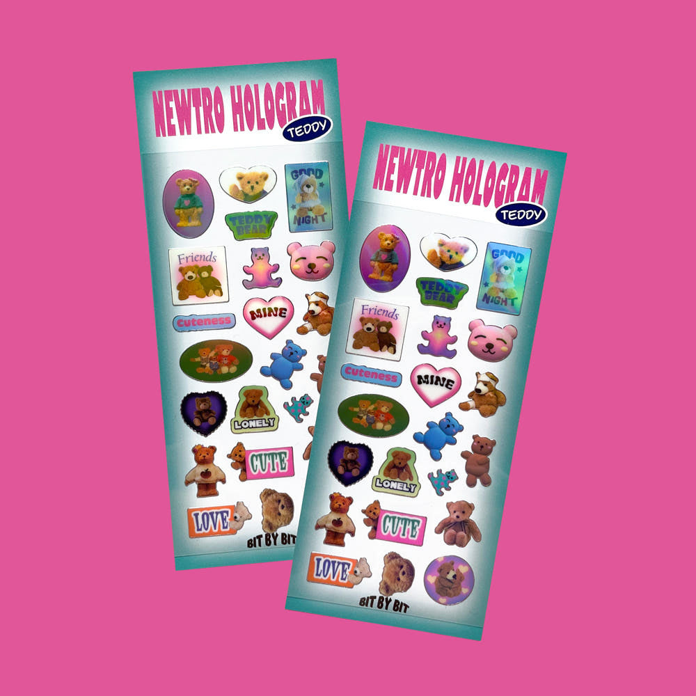 [Bit By Bit] Teddy Newtro Hologram Sticker Sticker Sheet – It's Deco Day