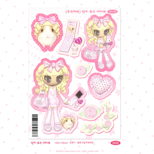 [Chocomero] Pinky Rose Date Sticker Sheet