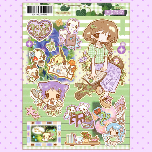 [3eotty] Green Bookshelf Deco Sticker Sheet