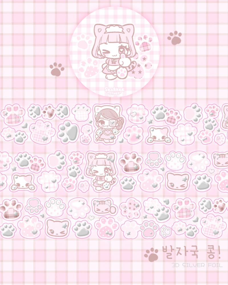 [Seolkee] Paw Print 30mm Clear Foil Kiss Cut Tape