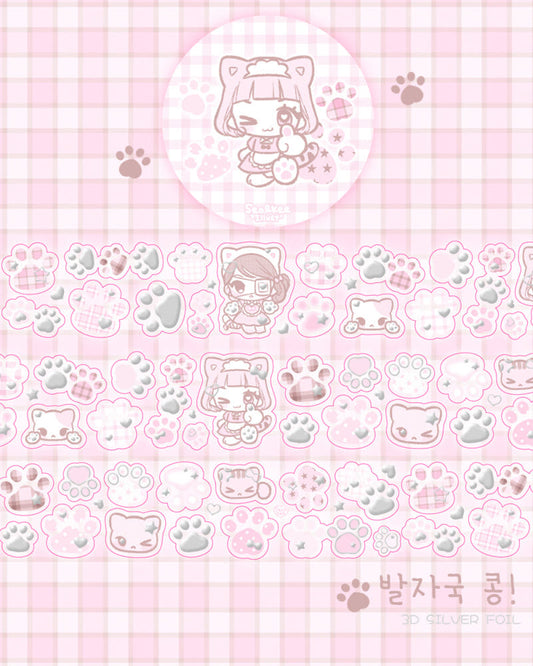 [Seolkee] Paw Print 30mm Clear Foil Kiss Cut Tape