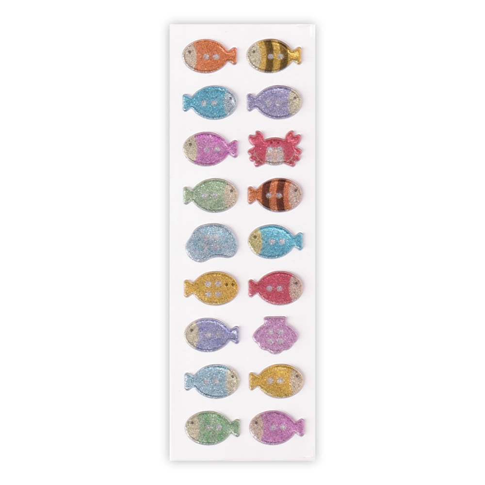 [A Scoop of P] Fish Button Epoxy Glitter Deco Sticker Sheet