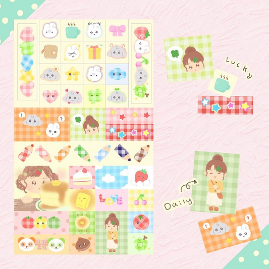 [Grgrdan] Plaid Square Daily Deco Sticker Sheet