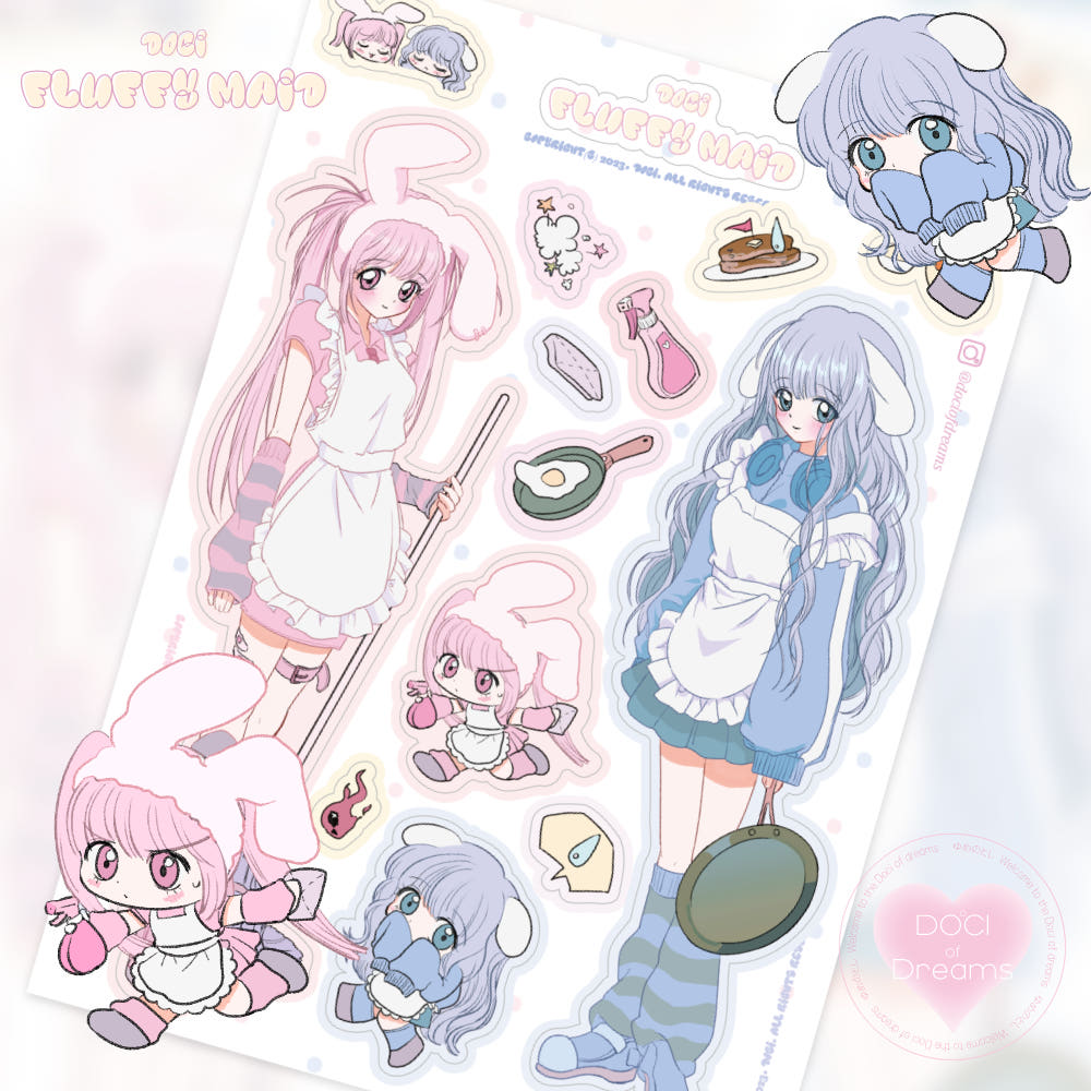 [Doci of Dreams] Fluffy Maid Sticker Sheet