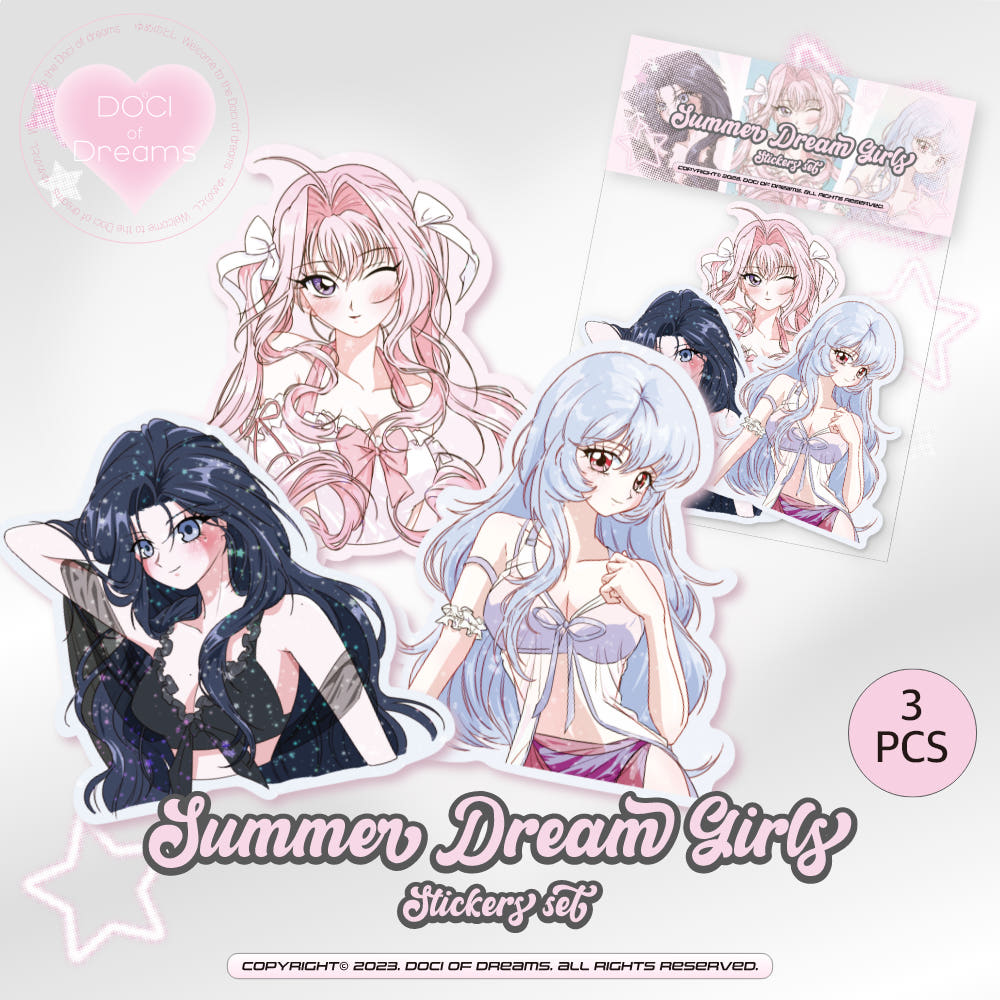 [Doci of Dreams] Summer Dream Girls Die Cut Sticker Set (3 Pcs)