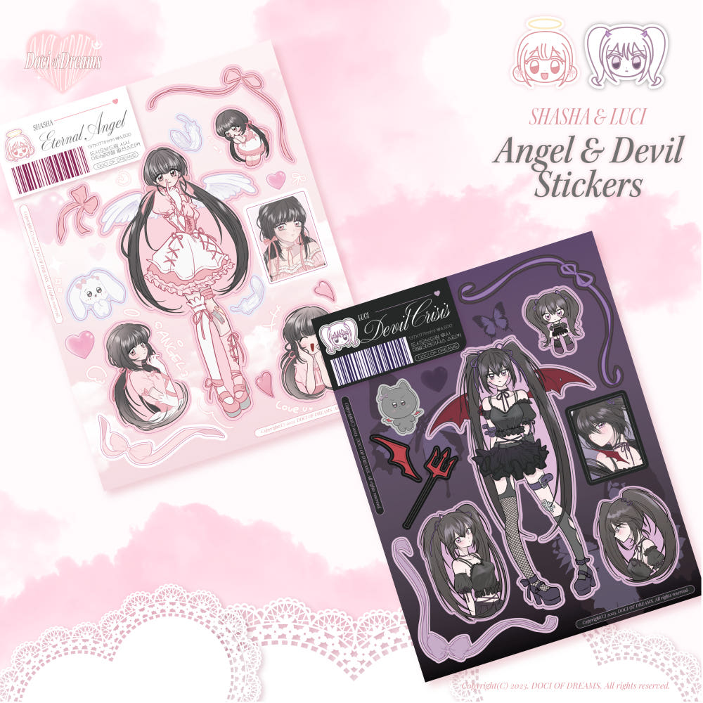 [Doci of Dreams] Angel & Devil Sticker Sheet (2 Options)