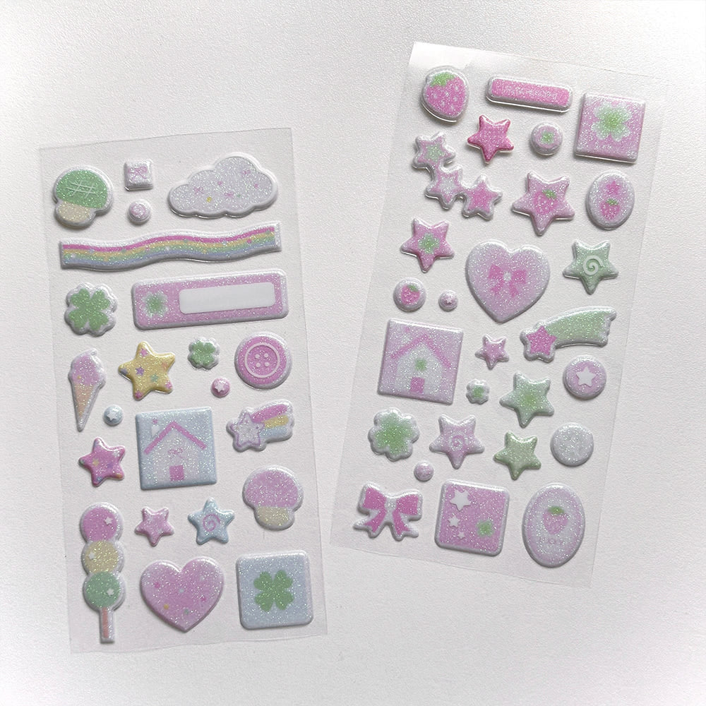 [Love Crescent] Glitter Epoxy Deco Sticker Sheet (2 Options)