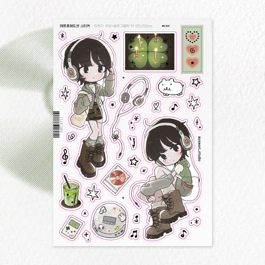 [Moseori Studio] Retro Headset Sticker Sheet