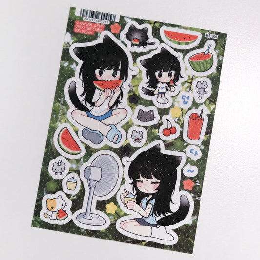 [Moseori Studio] Watermelon Kitty Sticker Sheet
