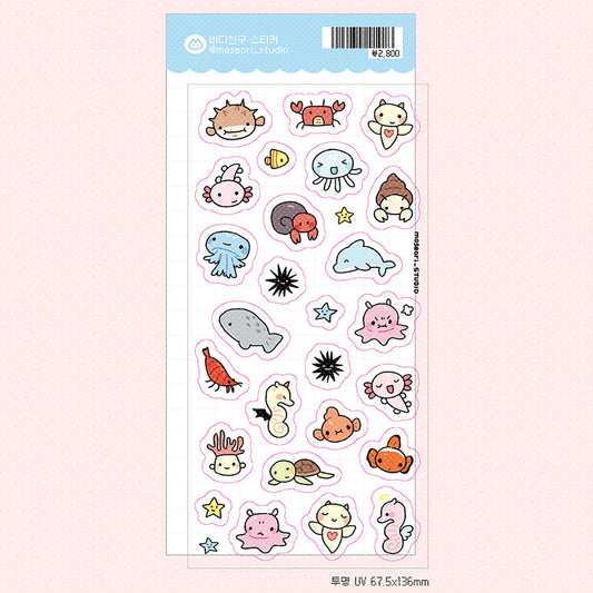 [Moseori Studio] Sea Friends Clear Sticker Sheet