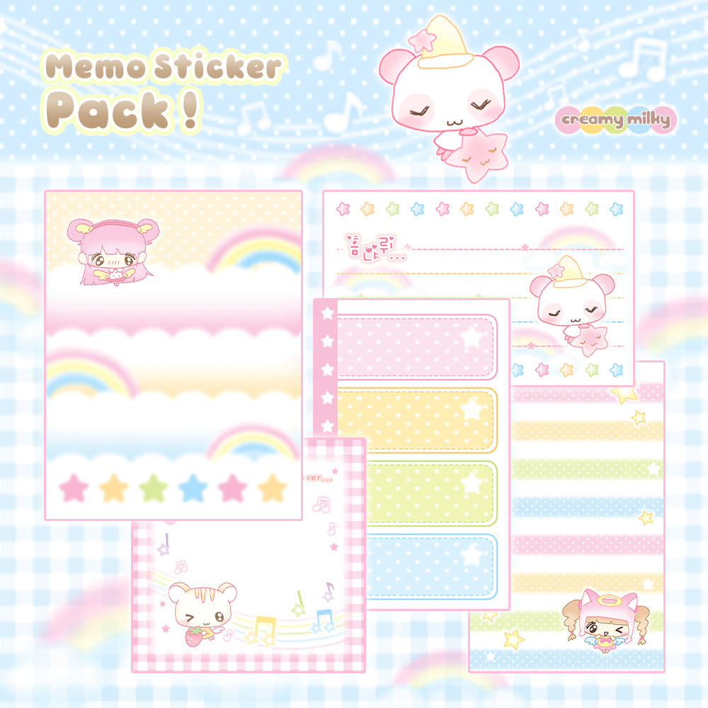 [Creamy Milky] Rainbow Memo Sticker Pack