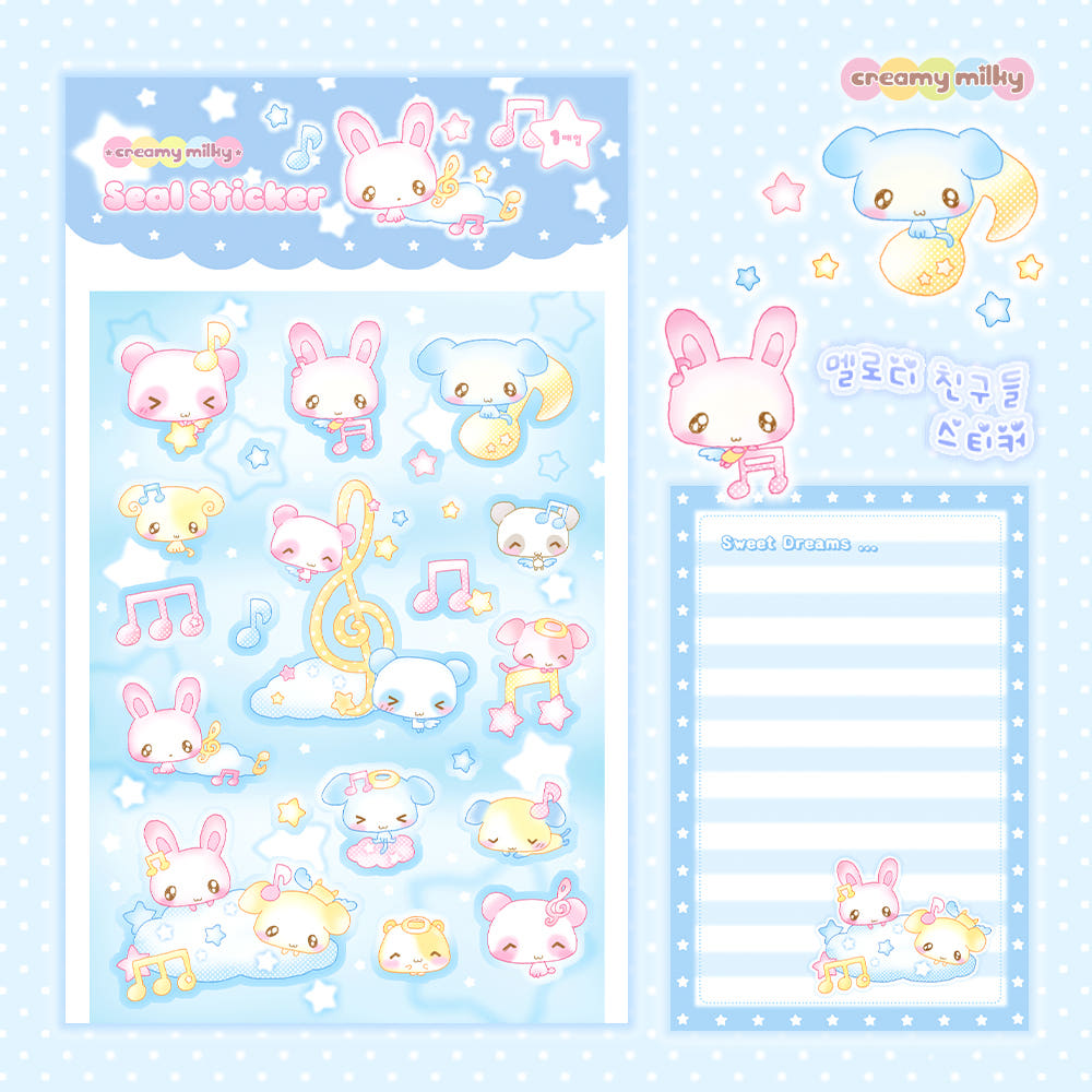 [Creamy Milky] Melody Friends Deco Sticker Sheet